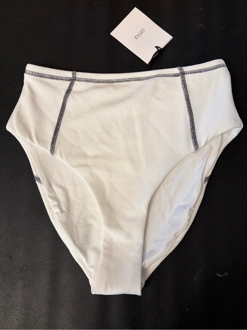 NEW Onia XS white Ella crinkle texture swim suit bikini bottom high rise